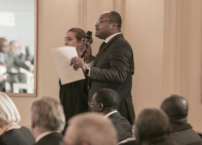 Mathieu Mandeng, DG de Standard Chartered Bank Cameroun, Président de l'APECCAM, au 9ème forum EMA Invest à Genève, le 3 octobre 2013